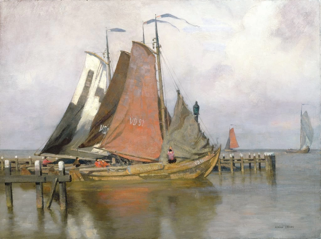 Adrian Scott Stokes - Barche da pesca che lasciano il porto di Zuyderzee, 1899